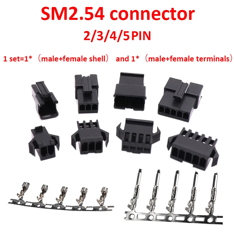 

Connectors SM2/3/4/5Pin Pitch 2.54MM Female and Male shell + TerminalsSM2.54