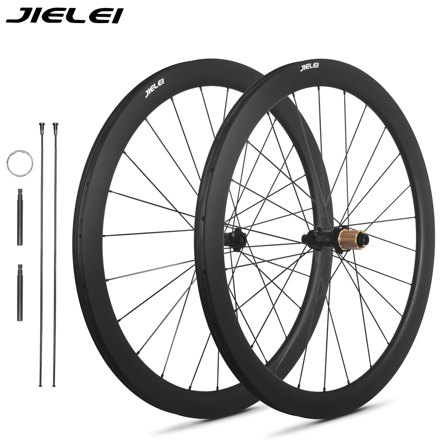

Колесный комплект для шоссейного велосипеда JIELEI 700c, карбон, UD-покрытие, 32/46 мм, 24 отверстия, под ободную ленту, дисковый тормоз, бескамерный, 1469 г