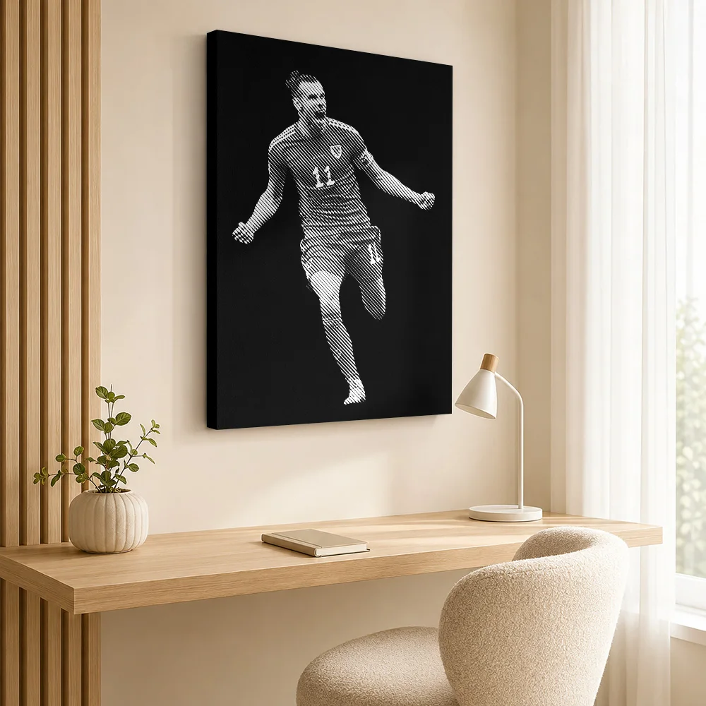 Gareth Bale Soccer Tribute Canvas Painting Poster Silhouette Style Wall Art With Personalized Photo For Home Gym Ideal Fan Gift