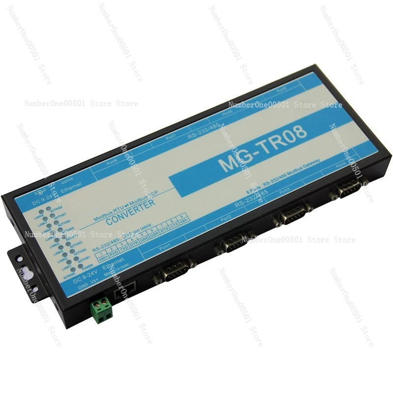 8-Channel RS485 and RS232 standard RTU protocol and Modbus TCP interconversion, serial Modbus gateway