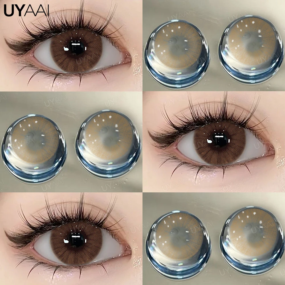 UYAAI 1 Paar farbige Kontaktlinsen für Augen, natürliche Modelinsen, graue Schönheit, Schüler, blaue Augenlinsen, Kosmetik, weiche Linsen – Detail 14