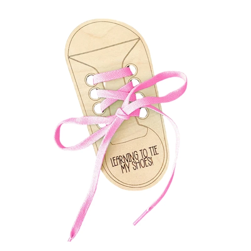  Portable Wooden Lacing Shoe Toy with Colorful Shoelace Tying Practice Board for Parent Support Kids' Skill Development