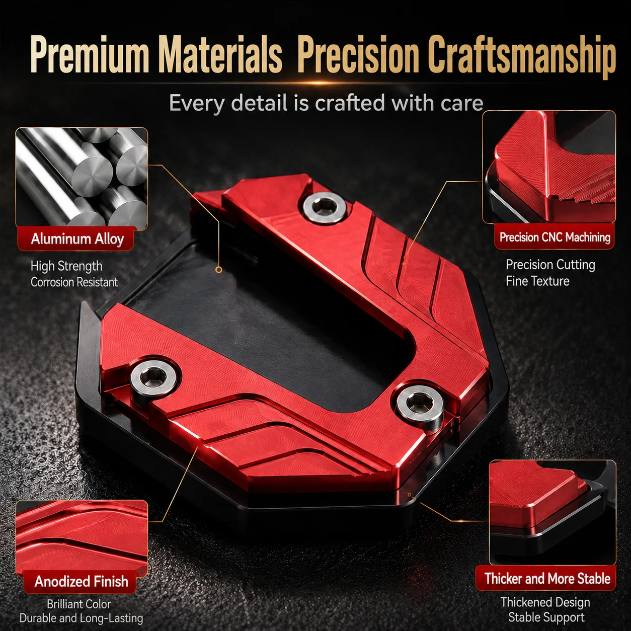 Scooter Motorbike Accessories Extension Foot Pad Support Plate Aluminum Alloy Motorcycle Bike Kickstand Extender Foot Side Stand