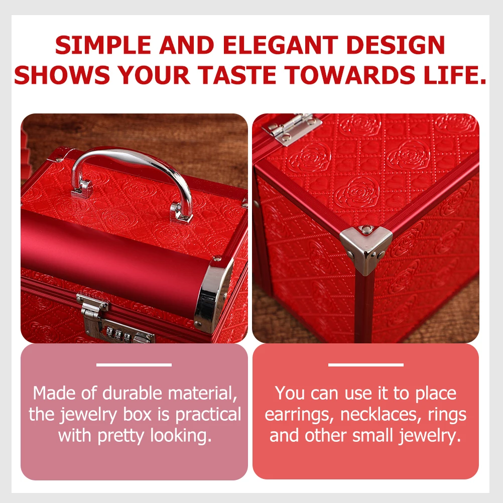 

Elegant Jewelry Storage Box Desktop Organizer Lock Vintage Treasure Container Dustproof Scratch Resistant Wedding Gift