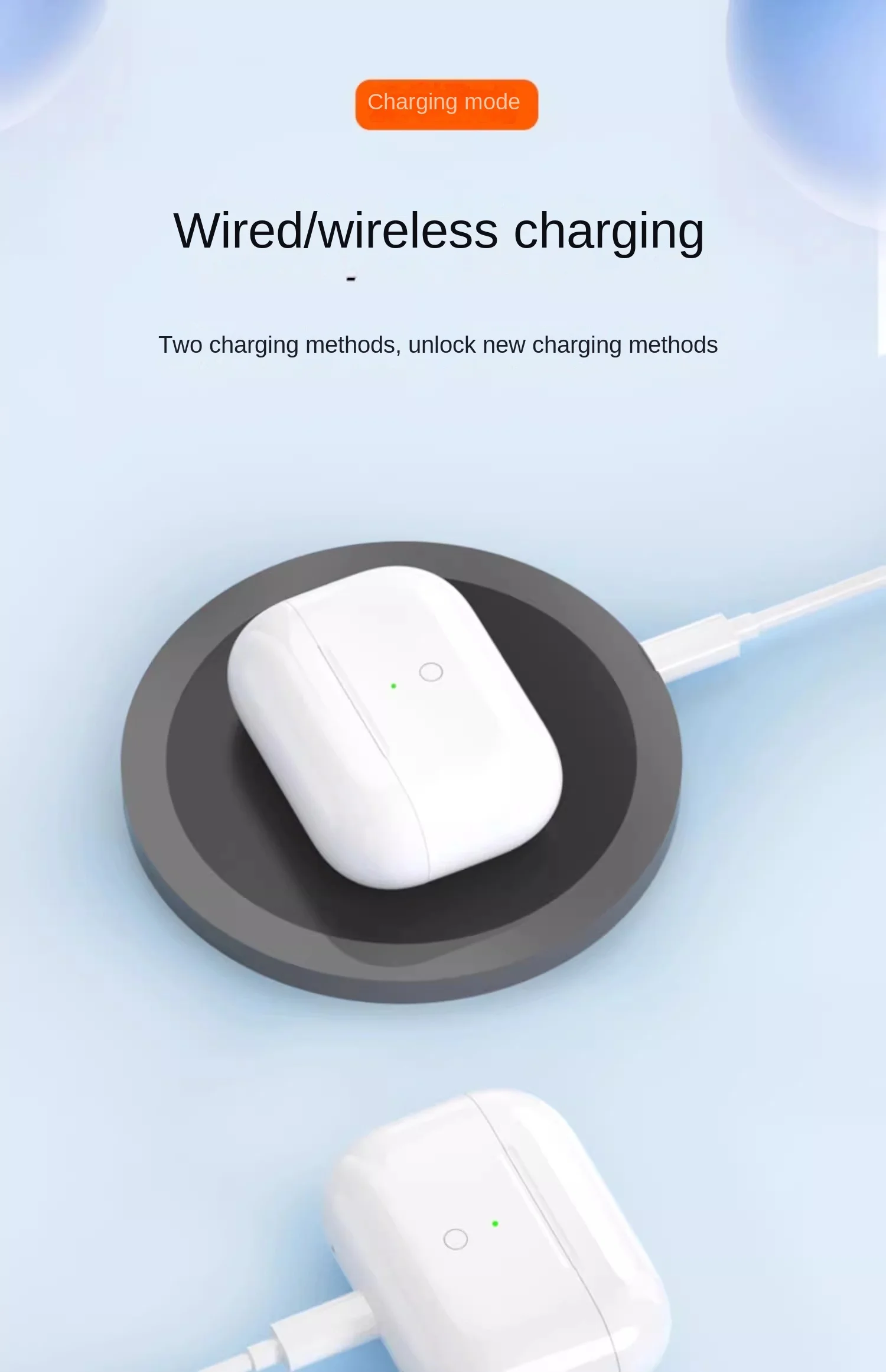 Airpods 1/2/3/4Pro 교체 용 무선 충전 박스 에어 포드 충전기 케이스 Bluetooth 이어폰 액세서리 680mAh 배터리 USB-C