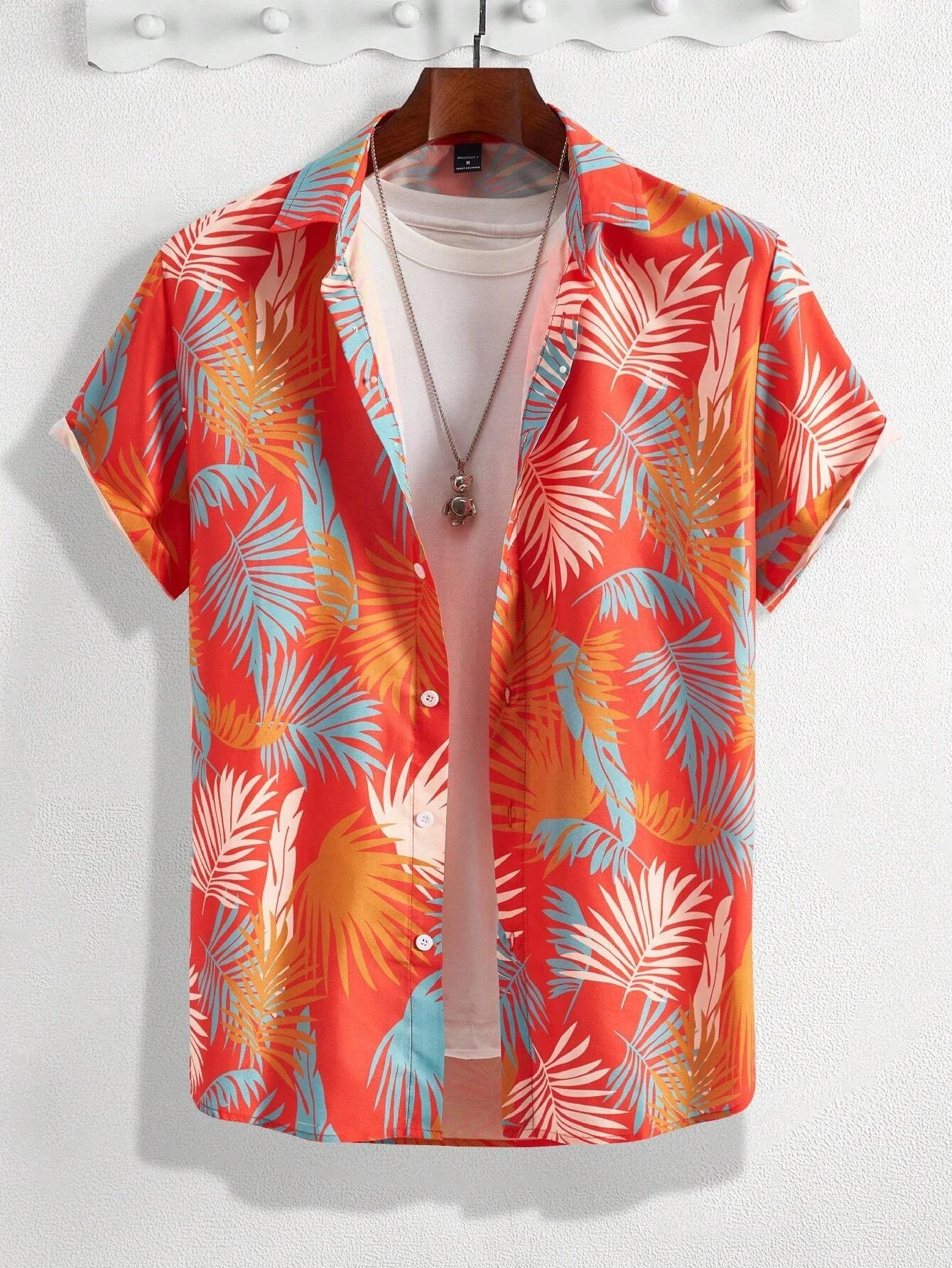 Men's Tropical Plant 3D Print Hawaiian Beach Flower Shirt Casual Slim Fashion Shirt Simple Retro Lapel Short Sleeve Shirt Top