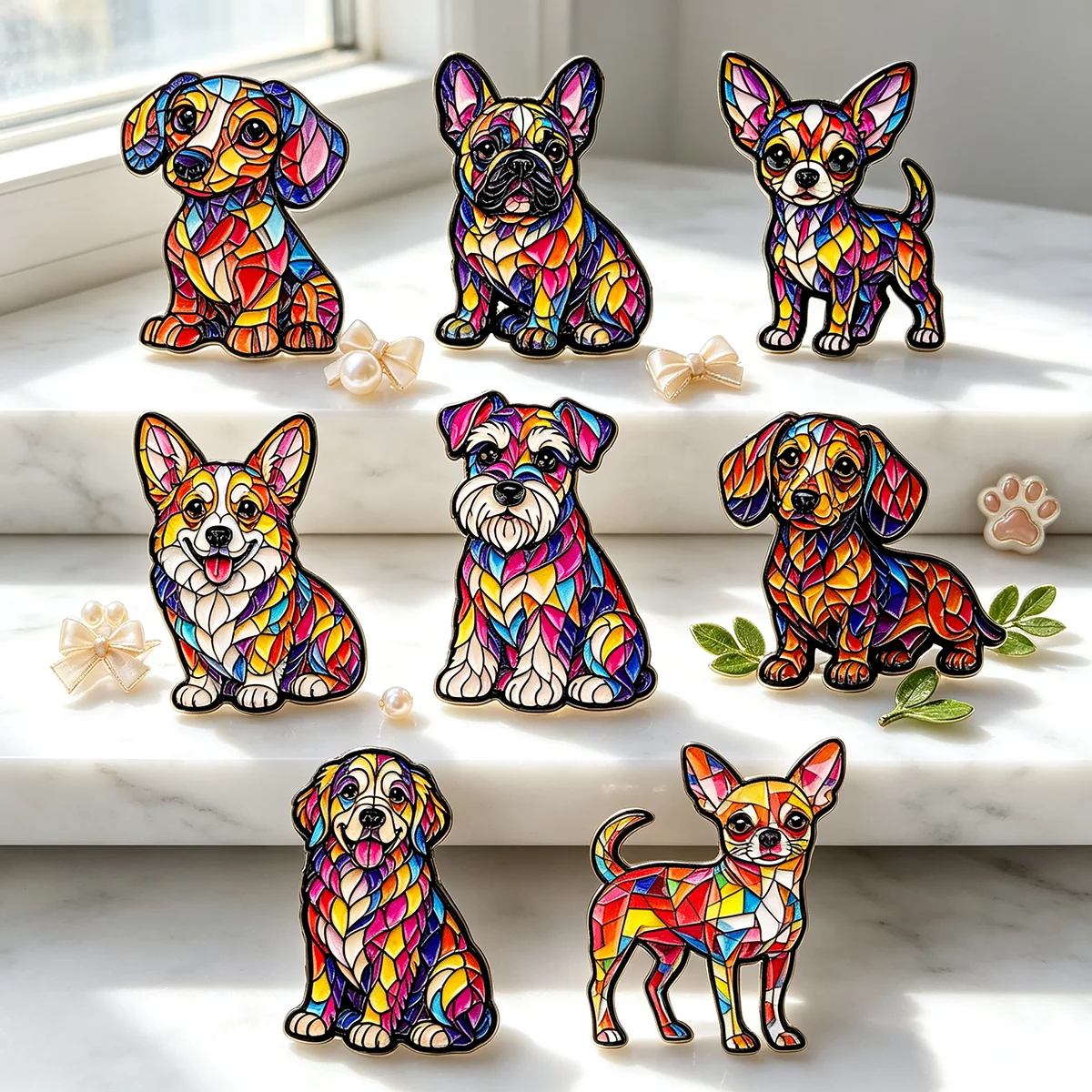 Tierische Emaille-Pins aus Buntglas-Optik, Set mit Fuchs-, Katzen- und Hundebroschen, Abzeichen für Rucksäcke, Kleidung, Accessoires, Schmuck, Geschenk für Freunde – Detail 2