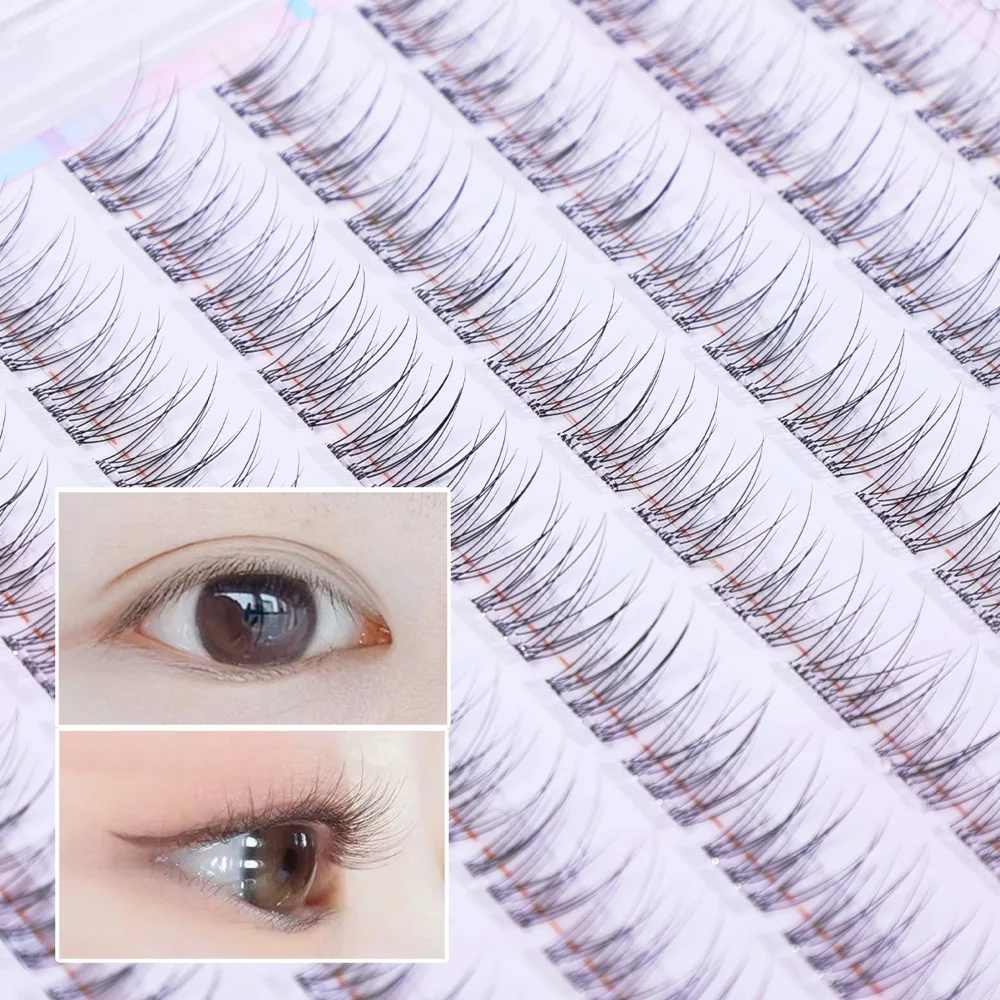 120 Kęp Duże Pojemne Bezklejowe Sztuczne Rzęsy Pojedyncza Kępka 8-10MM Zakrzywione C Naturalne Samoprzylepne Sztuczne Rzęsy Narzędzie