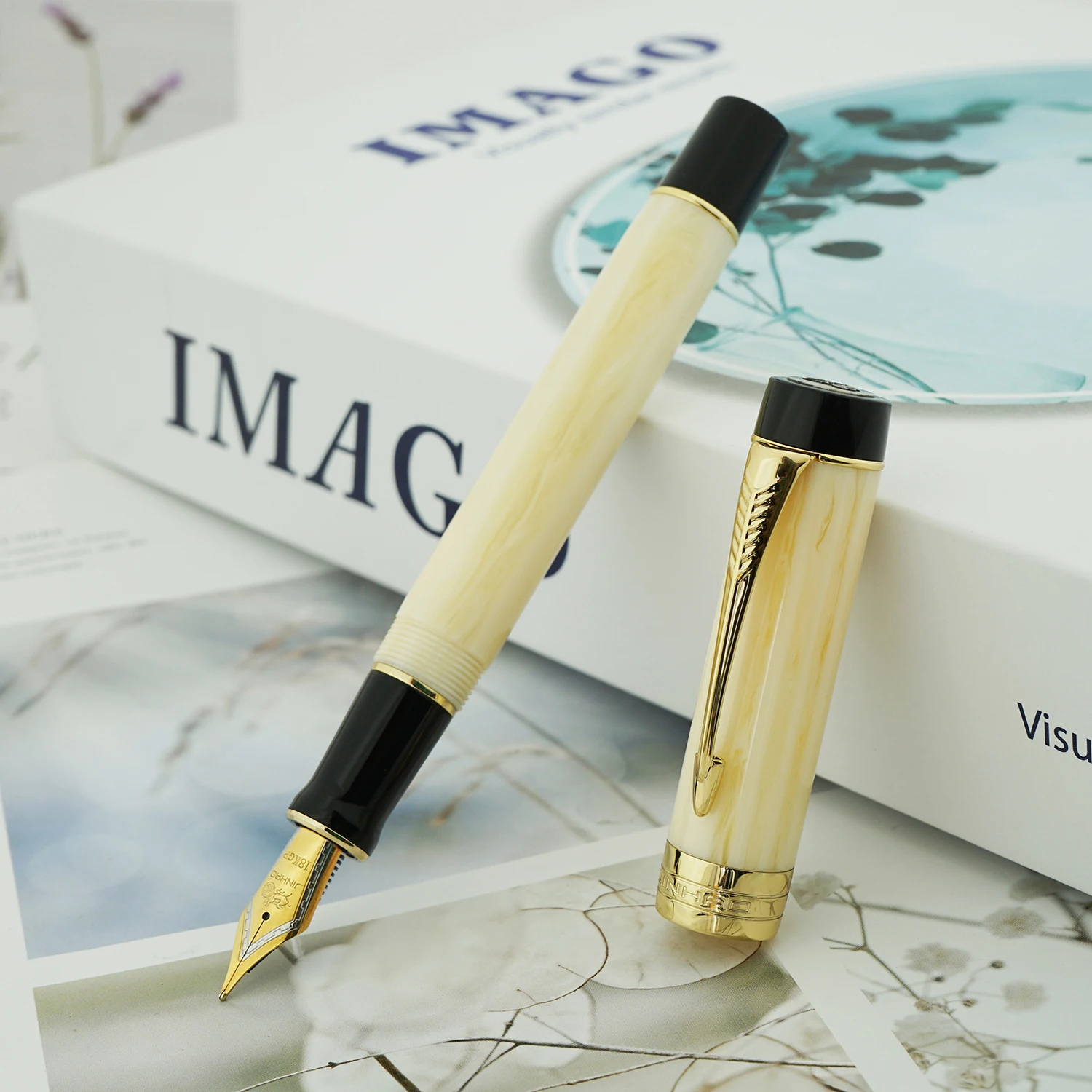 Jinhao 100 Centennial White Resin Fountain Pen Arrow Clip EF/F/M/Bent Nib with Converter Writing Business Office Gift Ink Pen