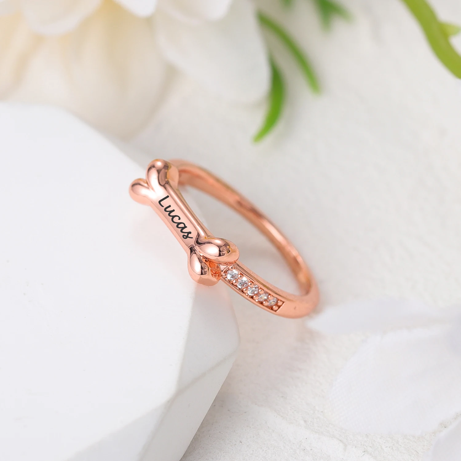 Custom Dog Bone Paw Print Name Ring Personalized Cat Ring Gold Plated Shaped Name Ring For Animal Lovers Finger Ring JewelryGift