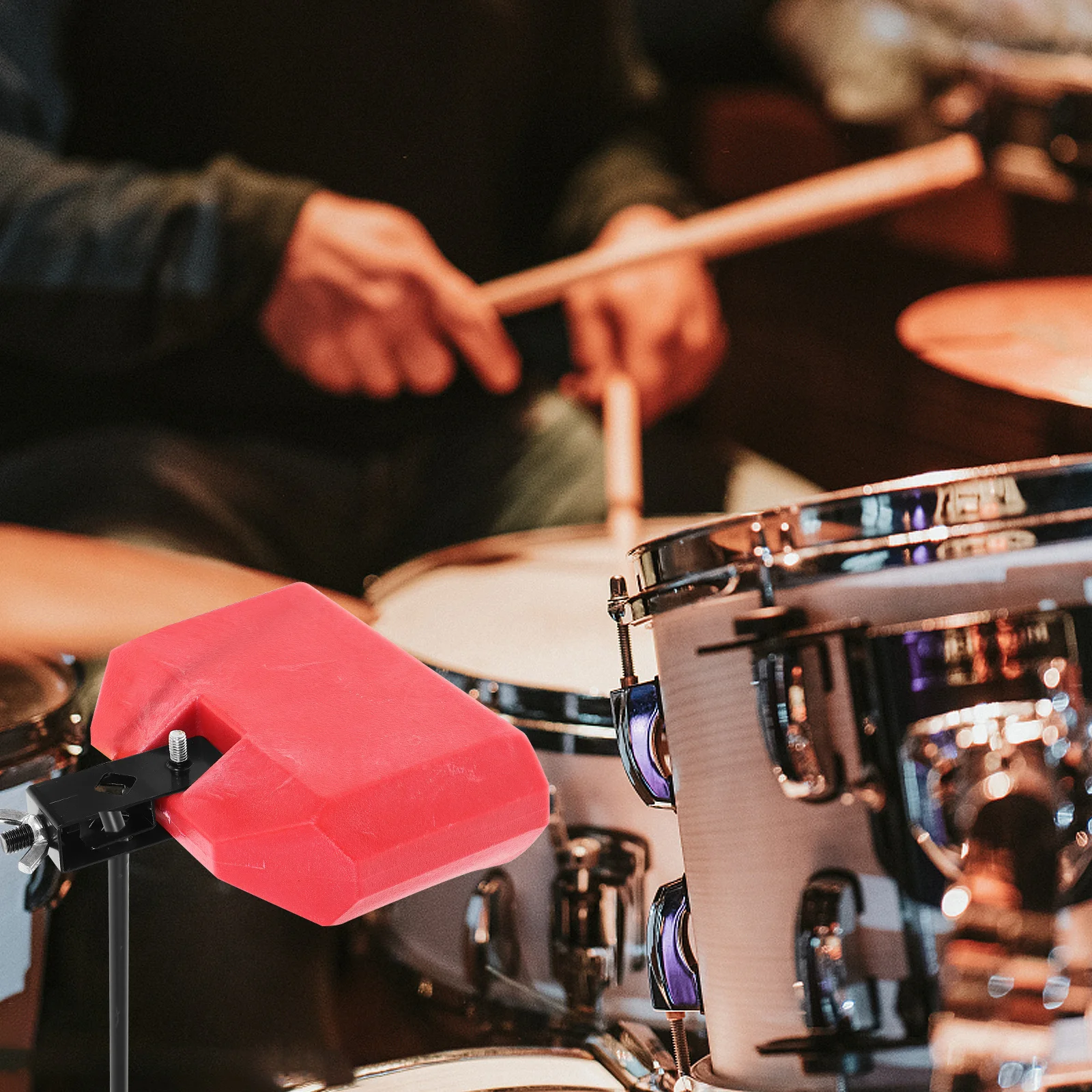 

Red Plastic Drum Percussion Accessory Lightweight Portable Cow Bell Mount For Latin Music Durable High Pitched Sound