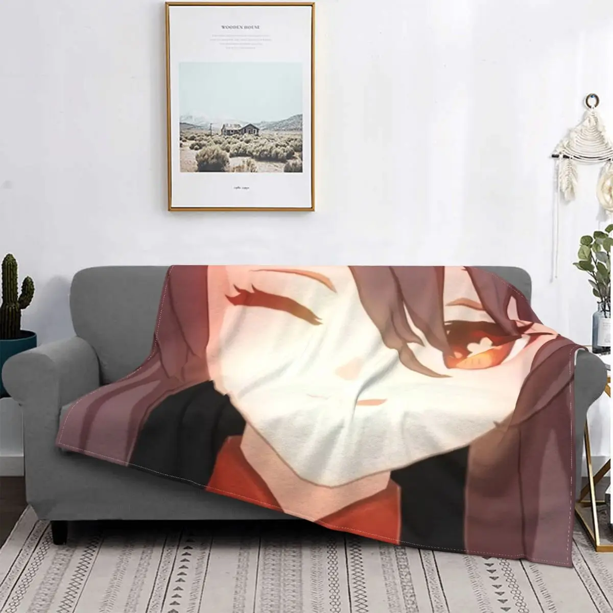 

Hu Tao Childe Genshin Impact Blanket Cover Flannel Anime Game Ultra-Soft Throw Blanket for Airplane Travel Bed Rug