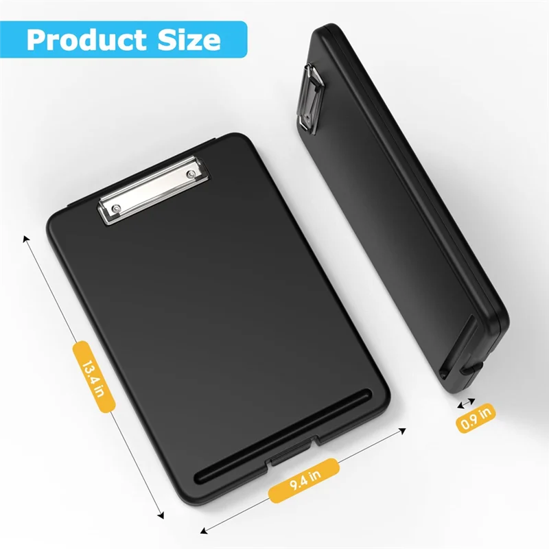 Prancheta A19E com conjunto de armazenamento de 6, prancheta de armazenamento de 8,5 x 11 polegadas com clipe de perfil baixo, para material escolar de escritório