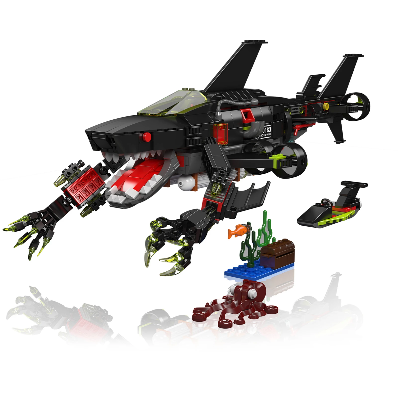 Mould King 1031PCS Mechanische Shark Modell Bausteine Set Marine Tier Serie MOC Ziegel Ornamente Kind DIY Spielzeug Geschenke 10183