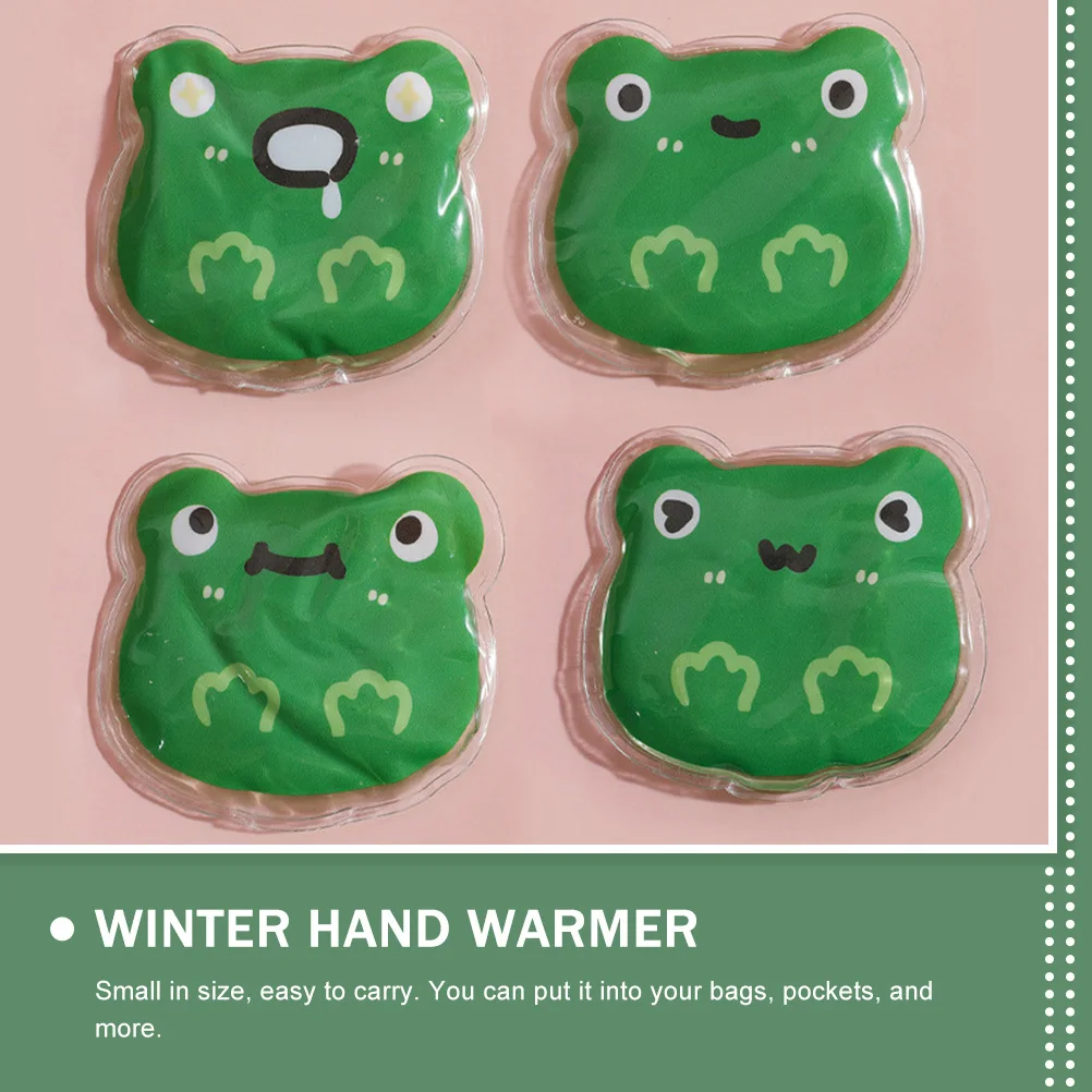 

4pcs Warm Handbag Reusable Self-Heating Hand Warmer Instant Heat For Winter Outdoor Portable Small Cartoon Animals Frog-Shaped