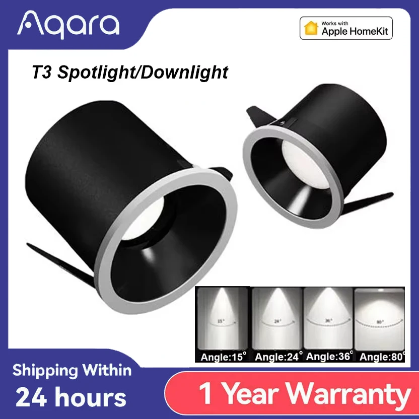 

Aqara Smart Spotlight T3 Zigbee 3.0 Downlight Dimming Round Light 6W Beam Angle 15°24°36°80° Adaptive Lighting Dimming Homekit