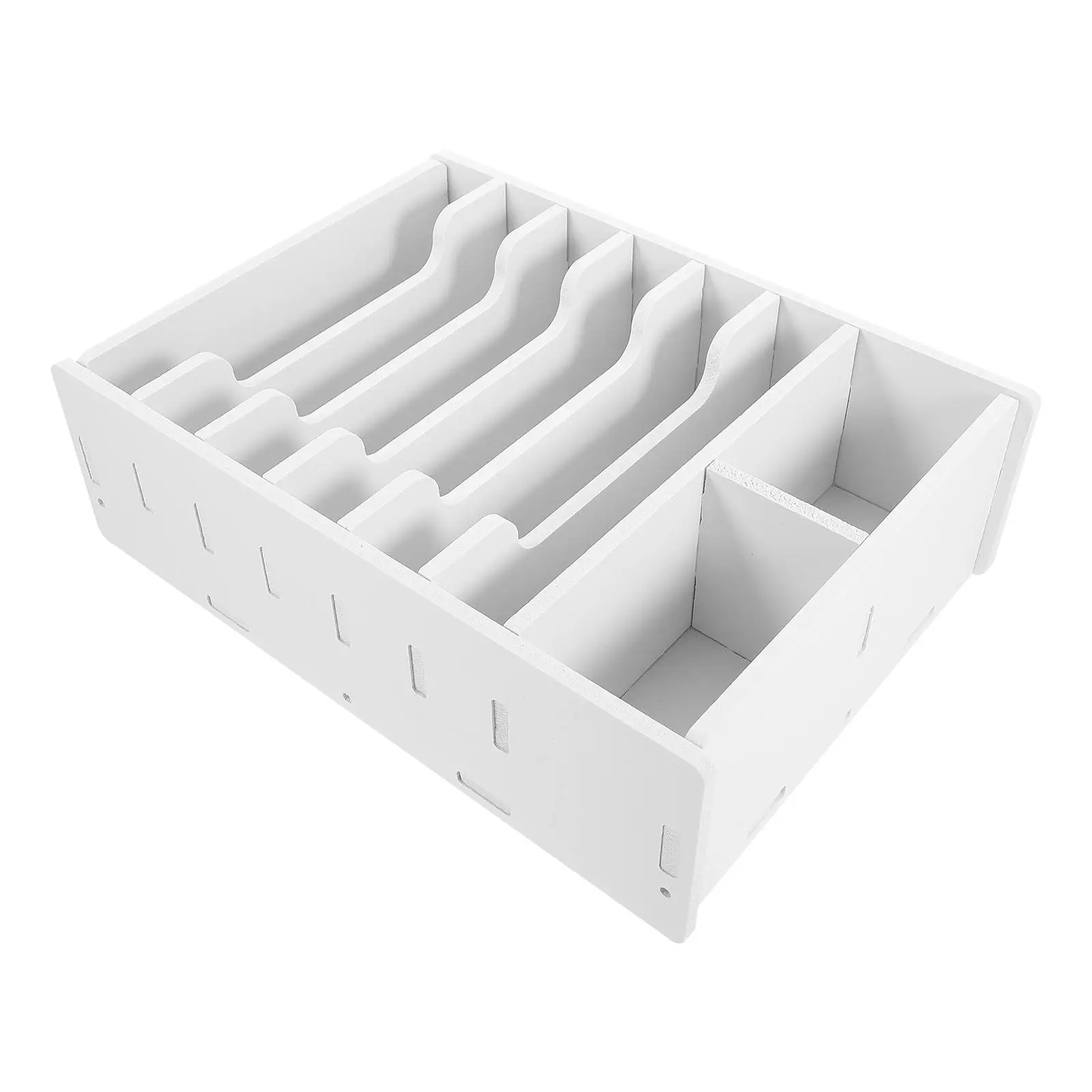 

Desktop Coin Bill Organizer 6-Grid Cash Drawer White Horizontal Multi-grid Storage Box for Receipts Change Holder