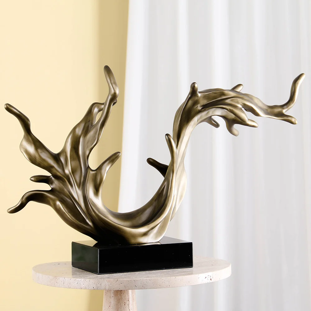 Home Decor Creative Irregular Waves Resin Marble Sculpture For Interior Projects