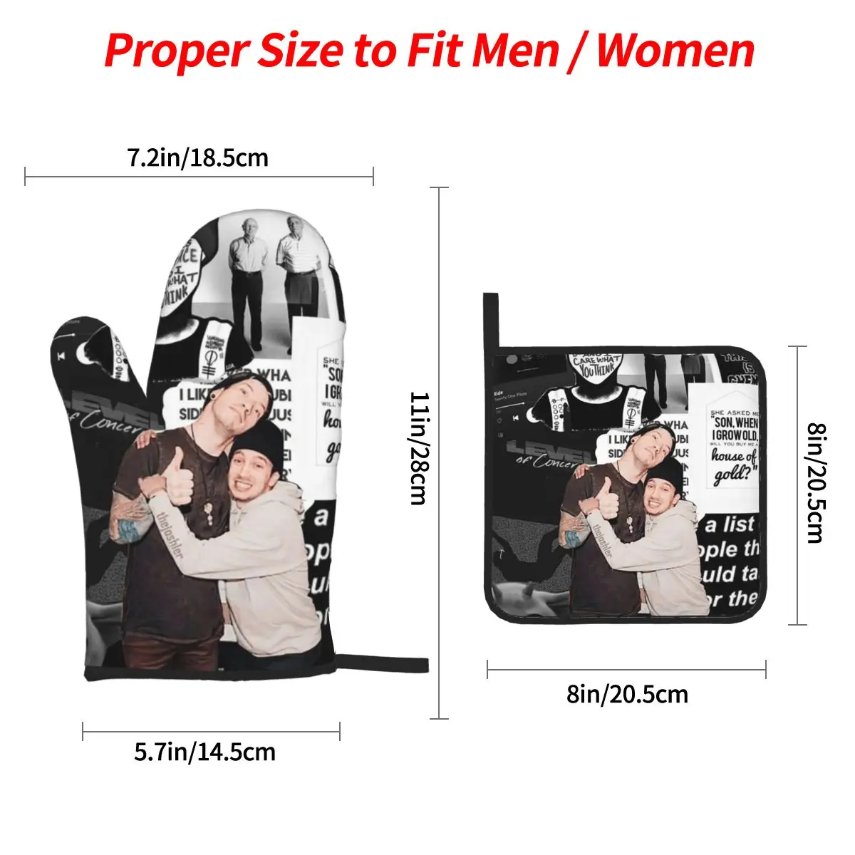 Twenty One Pilots Oven Mitts and Pot Holder Sets of 4 for Baking Kitchen Cooking Grilling Resistant Non-Slip Gloves