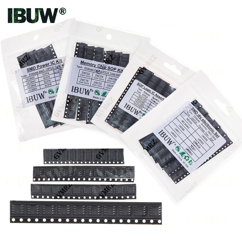 NE555 LM358 TL431 LM393 UC3842 UC3843 UC3844 UC3845 SOP-8 24C02 24C04 24C08 74HC00 SMD Power Supply IC Kit