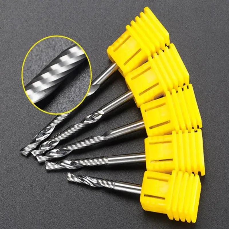 1Pcs 3.175mm Single Flute Spiral 3A Cutter for CNC PVC Acrylic, 1/8