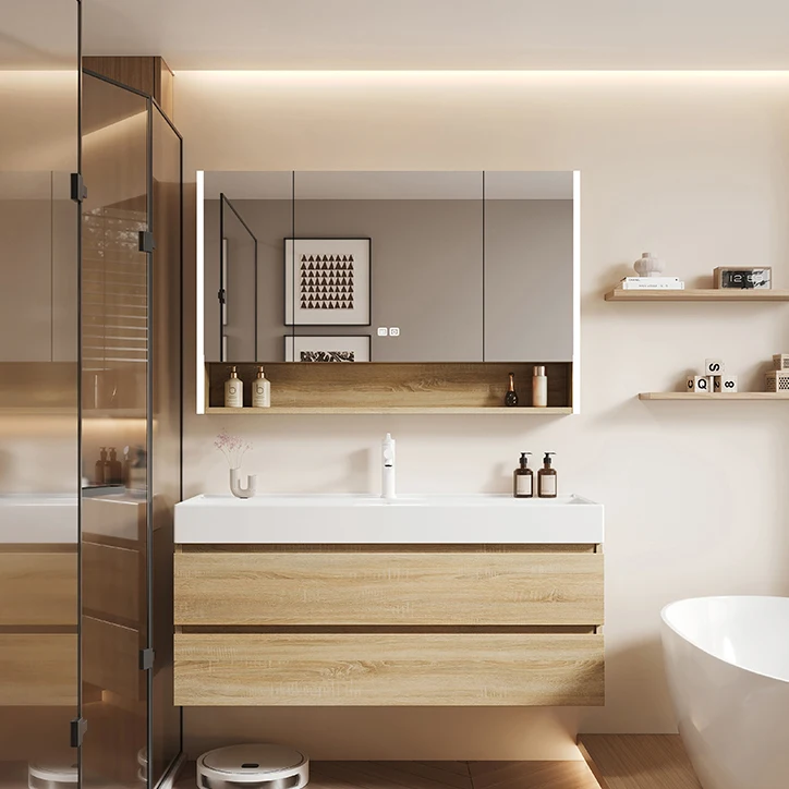 Modern Luxury Washroom Waterproof Storage 60 Inch Cabinet Wall Mounted Bathroom Single Sink Floating Bathroom Vanities