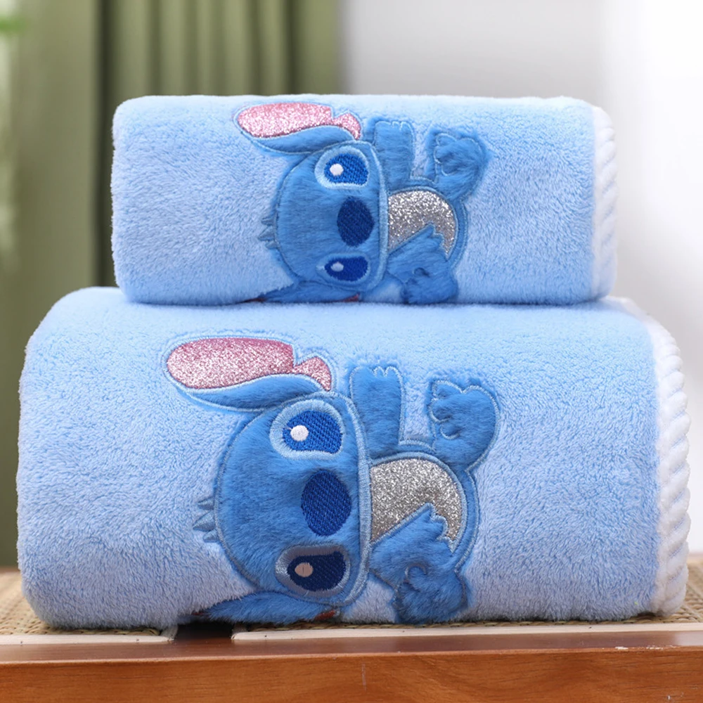 

Cute Disney Cartoon Stitch Towel Bath Towel Set for Home Couple Absorbent Water Quick-Drying Hair Won't Shed Bathroom Towel Set