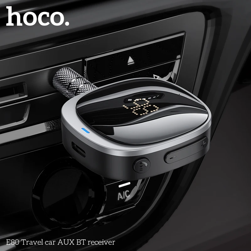 HOCO E80 AUX Car Bluetooth Receiver 3.5mm Socket 5.0 Wireless Bluetooth Adapter Audio Converter Mobile Phone Hands-Free Stereo - Image 4