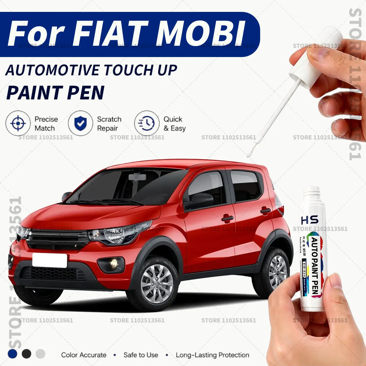 Bolígrafo de Pintura para Retoques de FIAT MOBI 2012-2022, Reparación Rápida de Arañazos y Desportilladuras en el Coche, Pincel para Pintura, Azul Nardo, Gris Nero, Vulcano Blanco, Negro