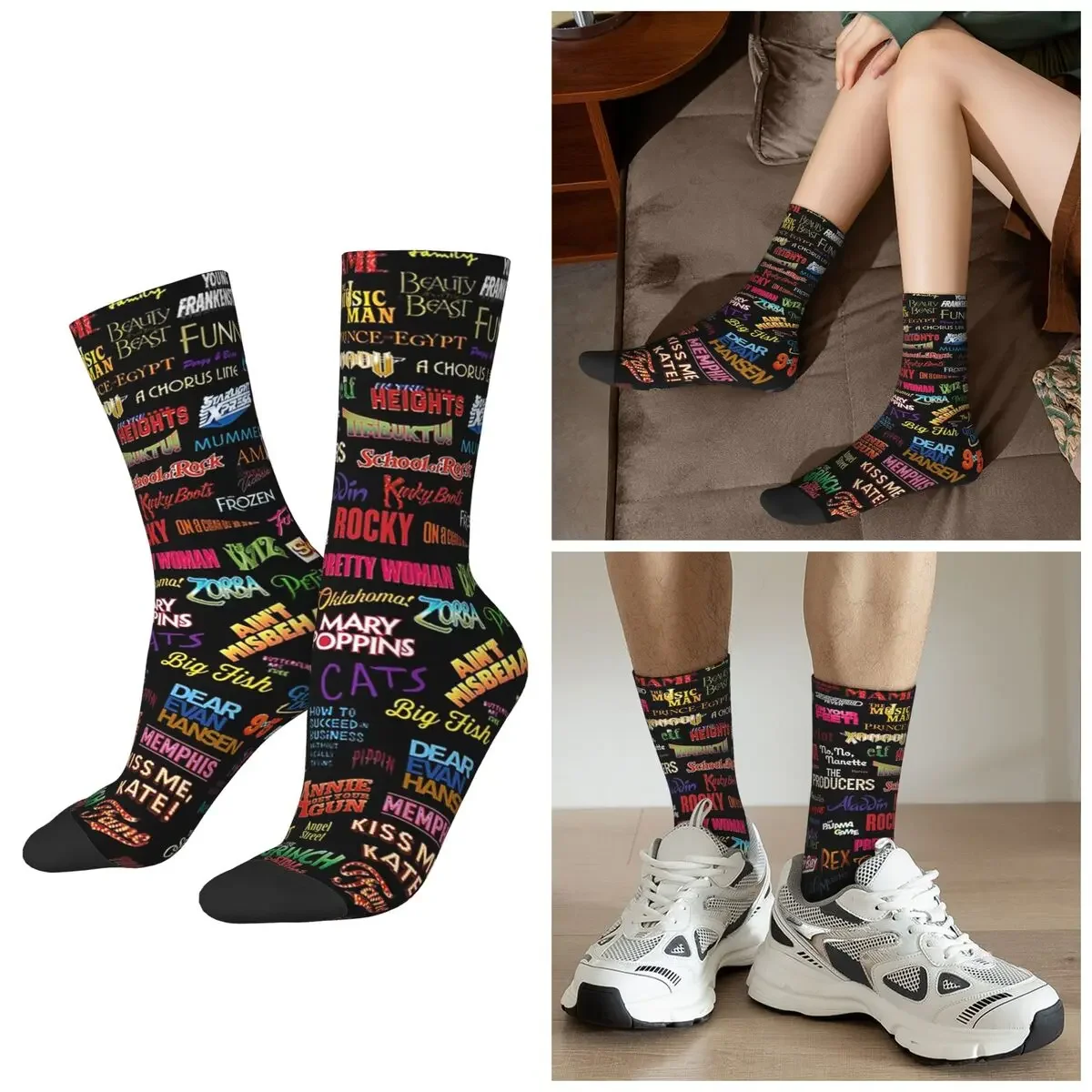 

All Seasons Broadway Musicals Socks Harajuku Crew Socks Super Soft Stockings for Men Women Valentine's Day Gifts