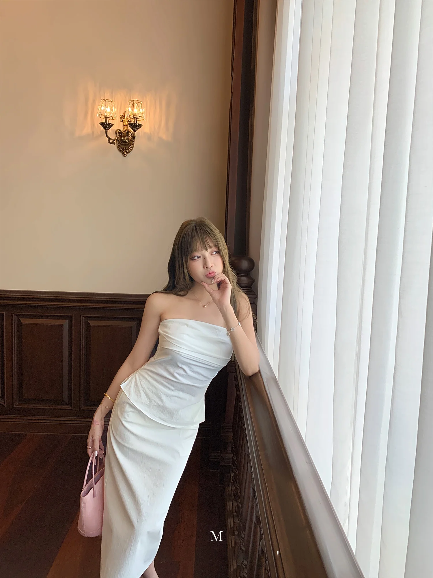 

Chen Mi Fan High nce Formula Old Money Sle ter Top High Waist Straight Leg Skirt Two Piece Set Women's Fas...