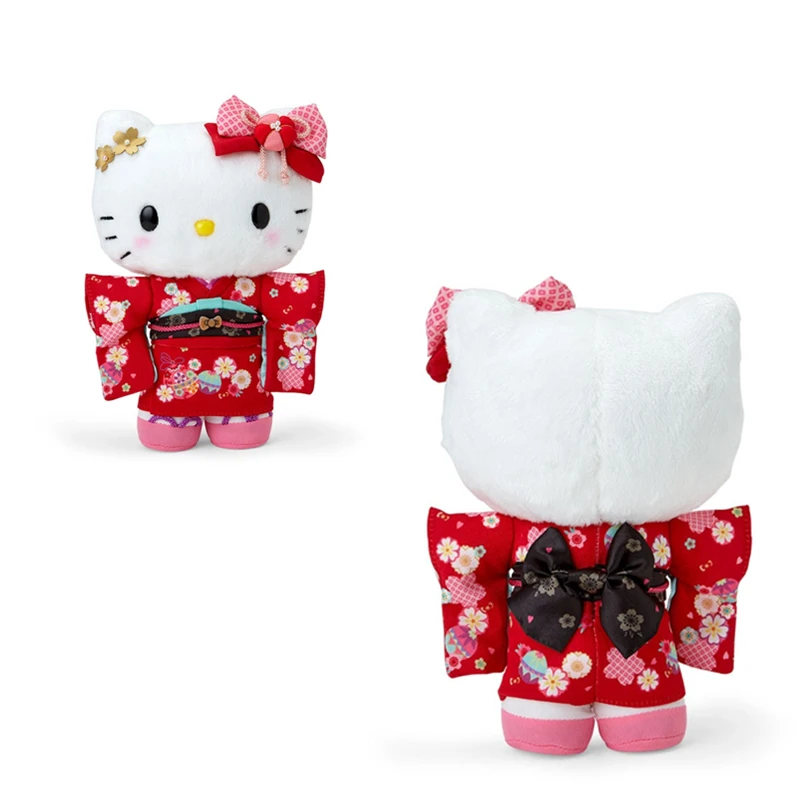 New Genuine Sanrio Characters Series Hello Kitty Cinnamoroll Kuromi My Melody Kimono Doll Plush Pendant Ornament Peripheral Gift