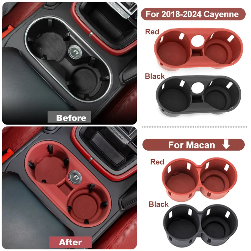 Car Cup Holder para Porsche Cayenne e Macan, Silicone, Console Central, Inserção de Garrafa, Anti Slip, Drink Organizer, Auto Acessórios