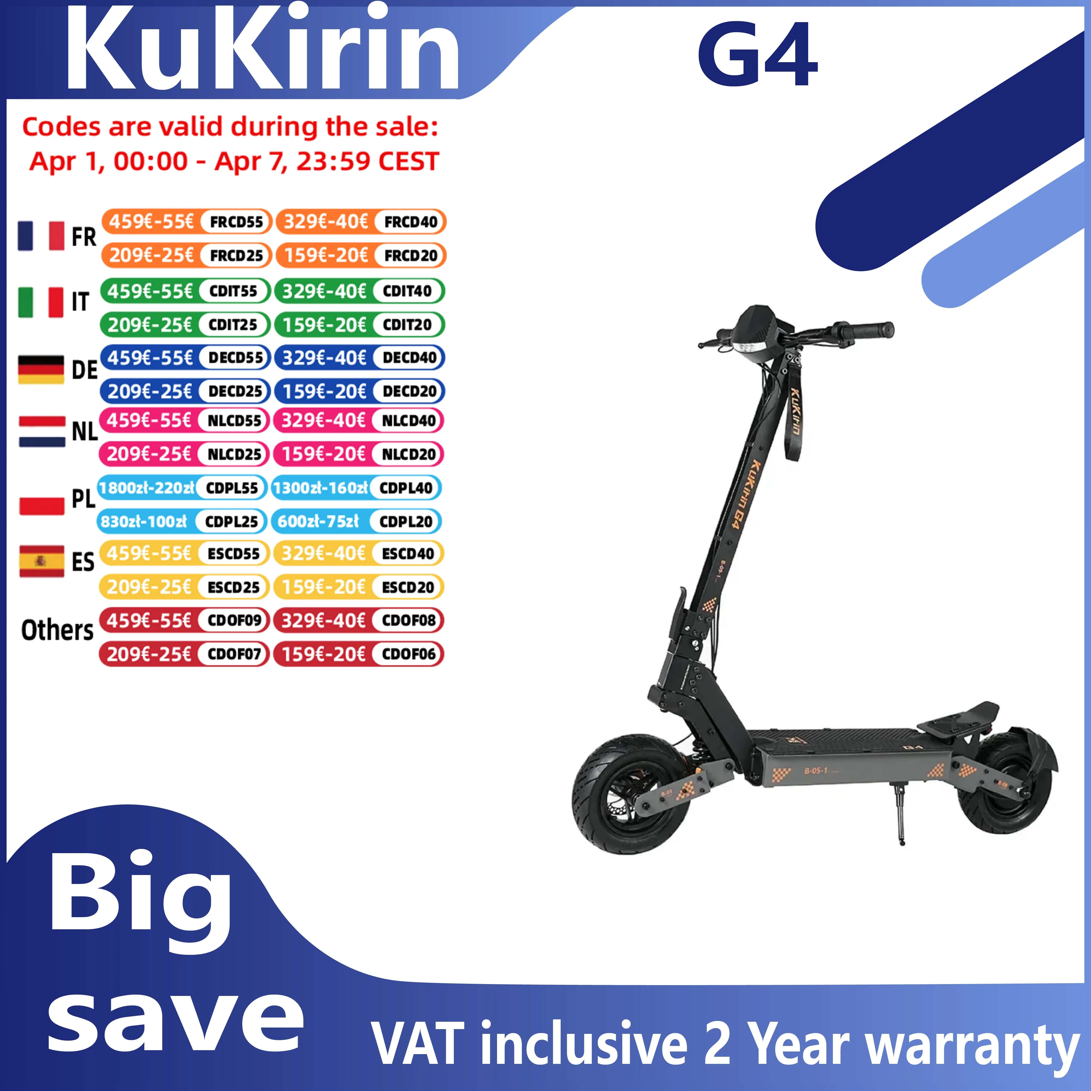 KuKirin G4 adulte Scooter électrique 2000W moteur 11 pouces tout-Terrain pneu tout Terrain Escooter 60V20Ah batterie pliable e-scooter