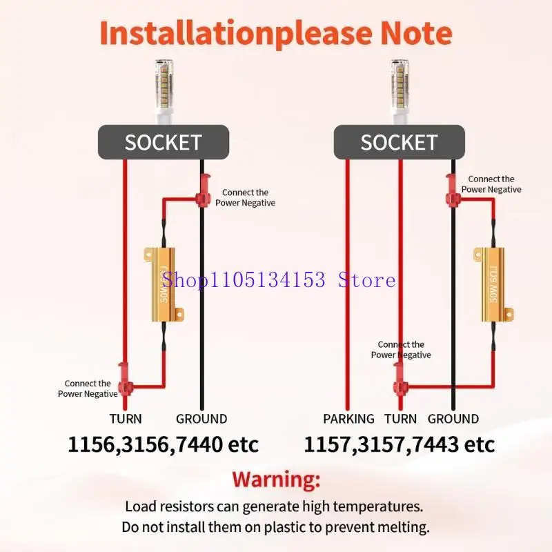 hg89 Automotive LED Load Resistors 50W 6Ω Aluminum Housing for Turn Signal Hyper Flash Correction