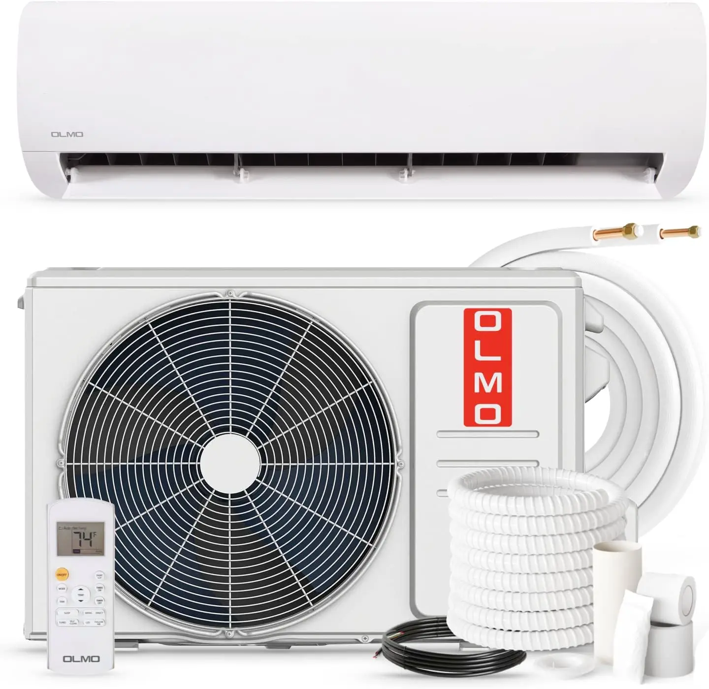 Olmo Alpic 18000 Btu Ductless Mini Split Airconditioner Verwarming En Koeling Volledige Set Met 16ft Installatie Kit