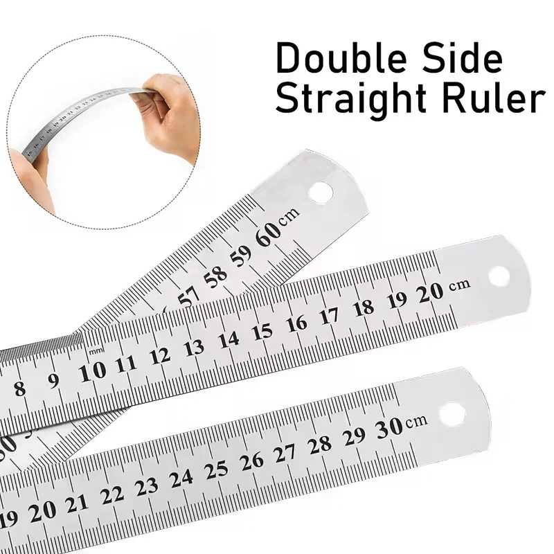 Metal Straight Precision Double Sided Ruler Stainless Steel Ruler Stationery Drafting Supplies Precision Double Sided Measuring