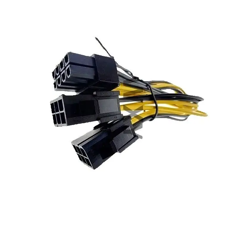 Dual 6Pin Male PCI-E to 8Pin Female GPU Video Card Power Supply Cable 2X6pin to 8pin 18AWG Y-Splitter Adapter for Graphics Card