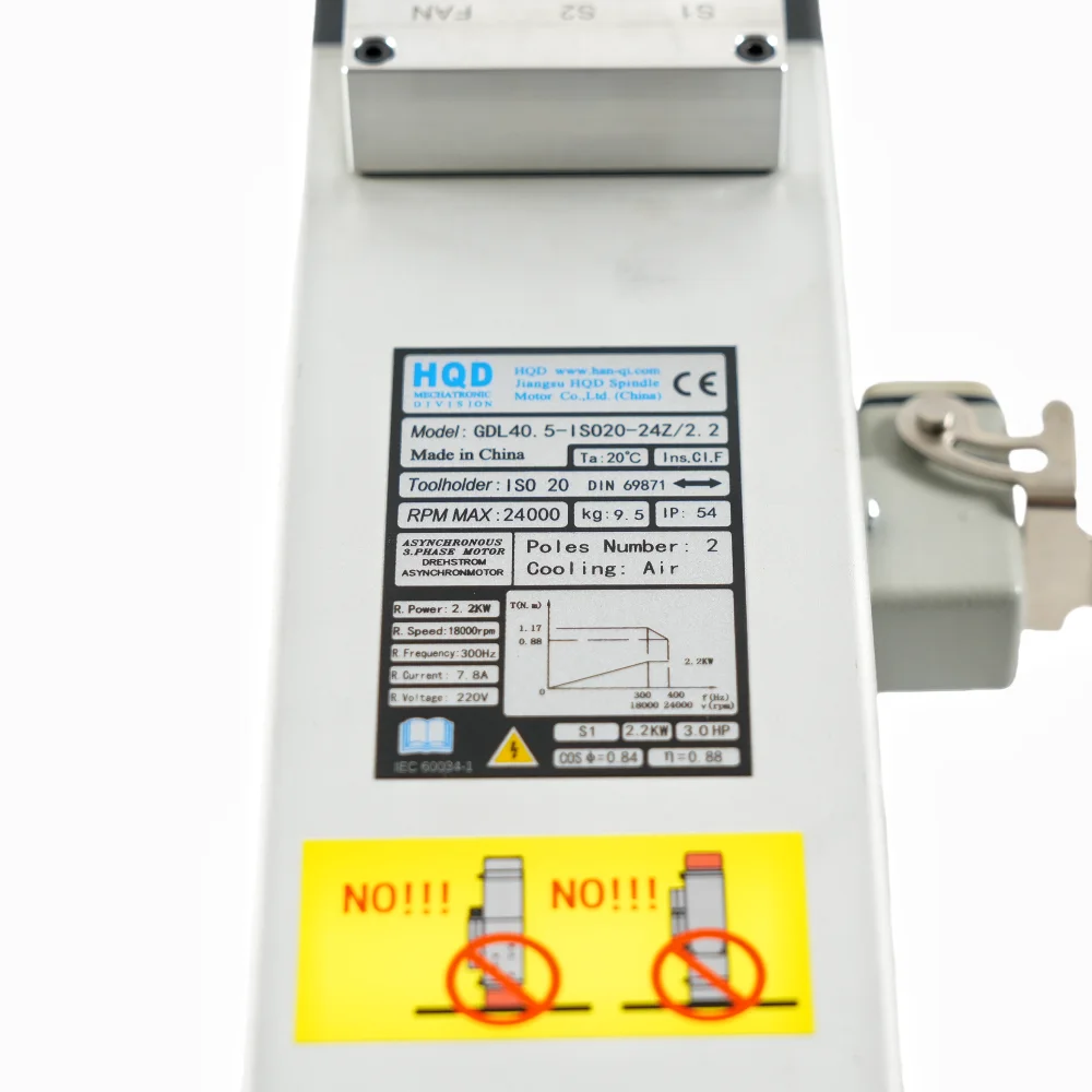 Motor Spindle Pendingin Udara ATC GDL40.5-I20-24Z/2.2 2.2KW ISO20 24000rpm untuk Mesin CNC