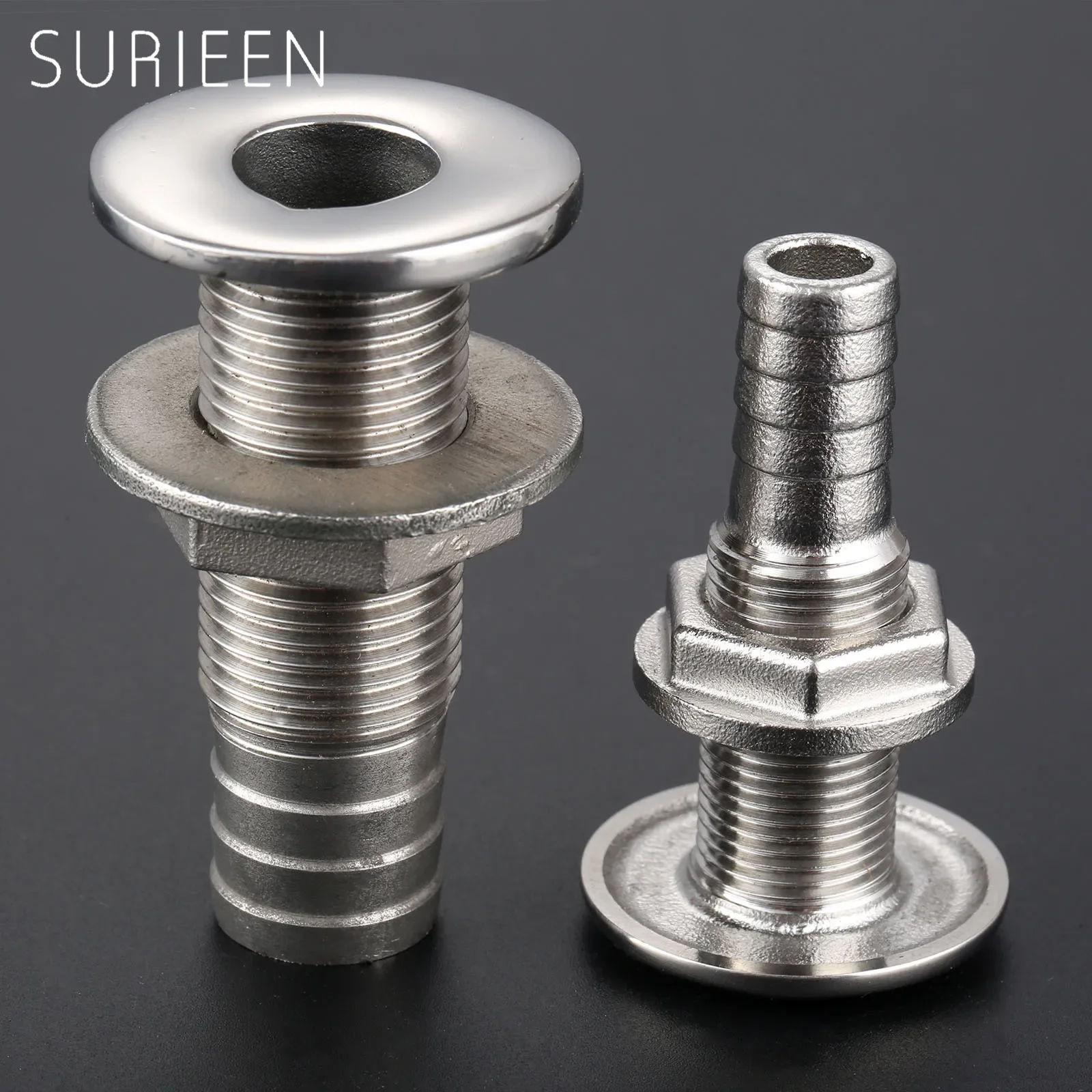 Corrosion Resistance Boat Outlet Drain Joint Marine 316 Stainless Steel Barbed Boat Thru Hull Fitting for 1/2