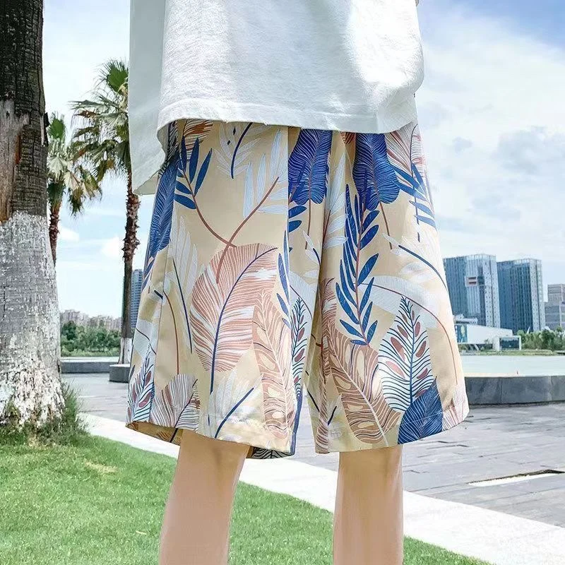 

Youth Pink Beach Flower orts Casual Loose Home Spwear Ice Silk Qui Dry Summer Youthful Vitali Sle Five-Quarter Length