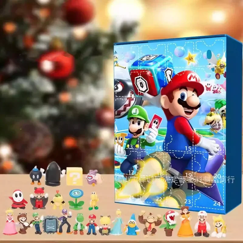 

Super Mario Bros Random Box Christmas 24 Days Advent Calendar Anime Figure Doll Model Cartoon Character Party Gifts Kids Toy