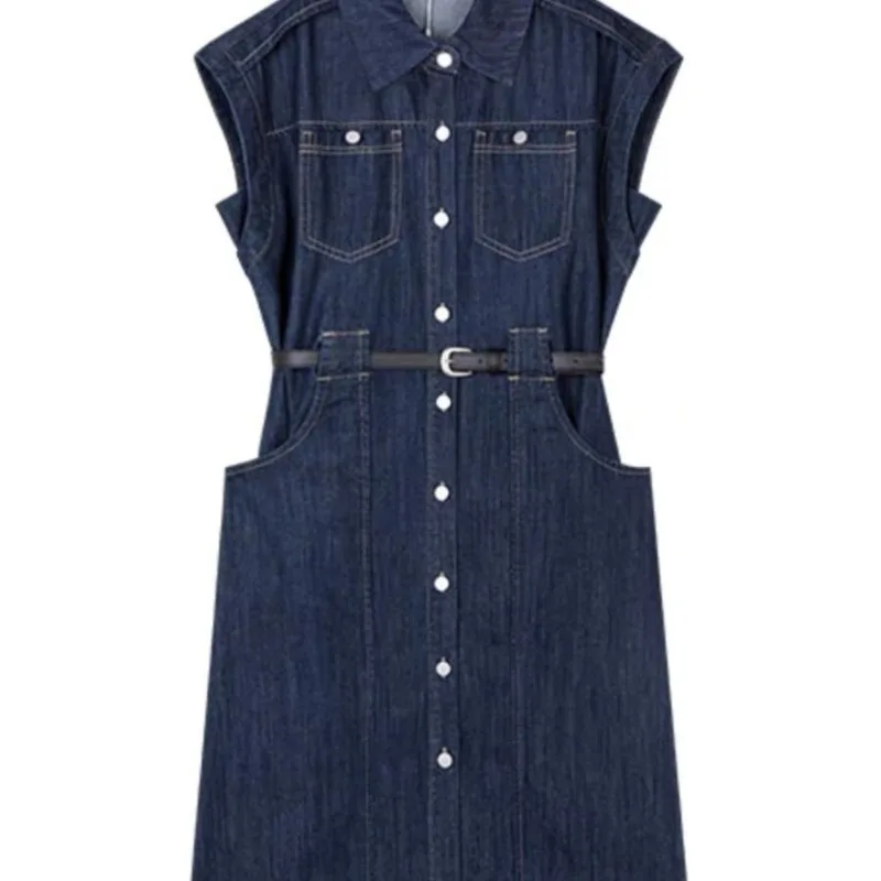 Abito in denim Donna Estate 2025 Nuovo stile Moda Temperamento Esplosione Temperamento Madre Camicia Gonna Senso senior Gonna Cappotto