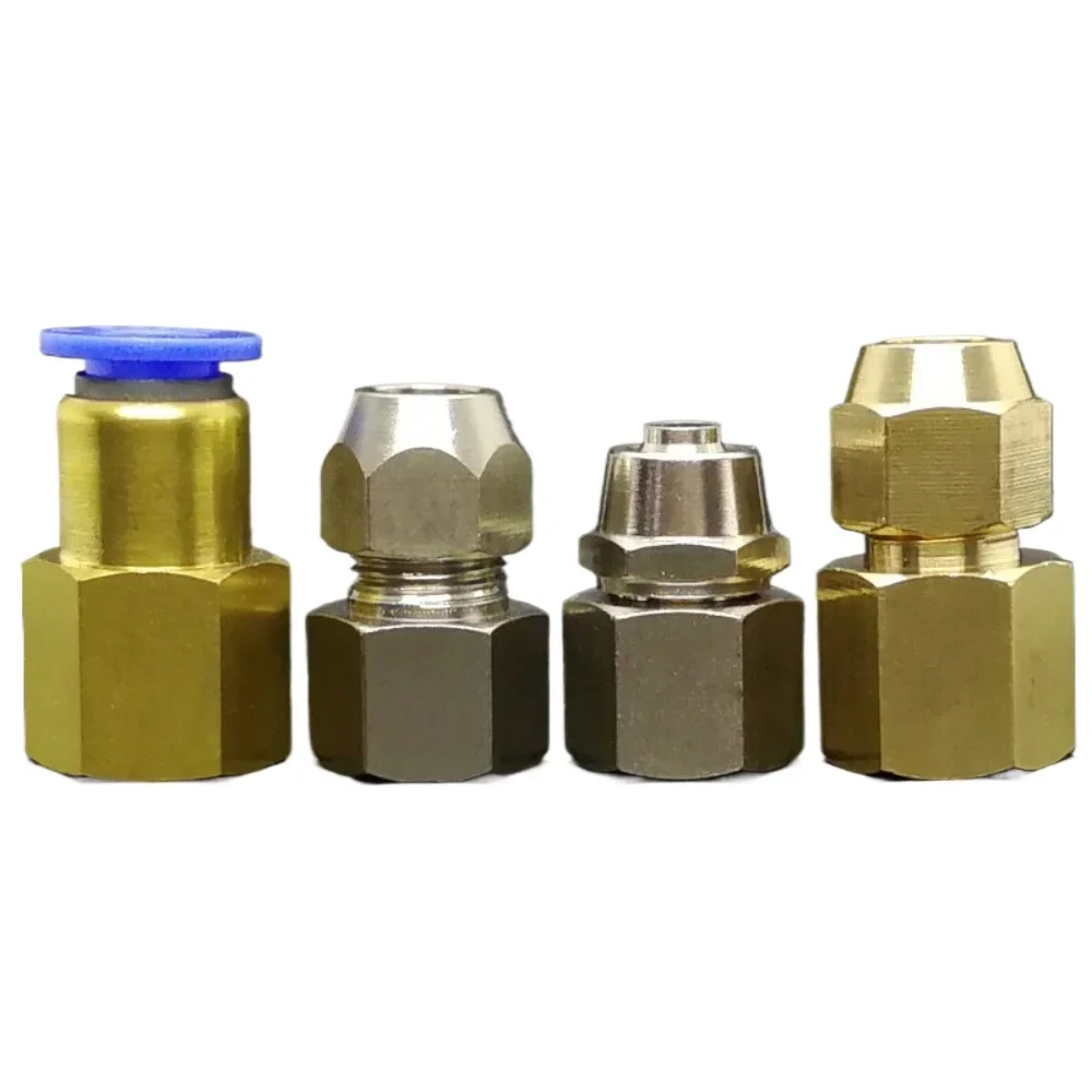 M10/12/14/16/18/20 Metric Female Push in Connect Quick Twist Flare Tube Compression Brass Pneumatic Air Fitting  Pressure Gauge