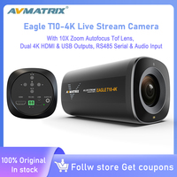 AVMATRIX Eagle T10-4K Live Stream Camera with 10X Zoom Autofocus Tof Lens, Dual 4K HDMI & USB Outputs,RS485 Serial & Audio Input