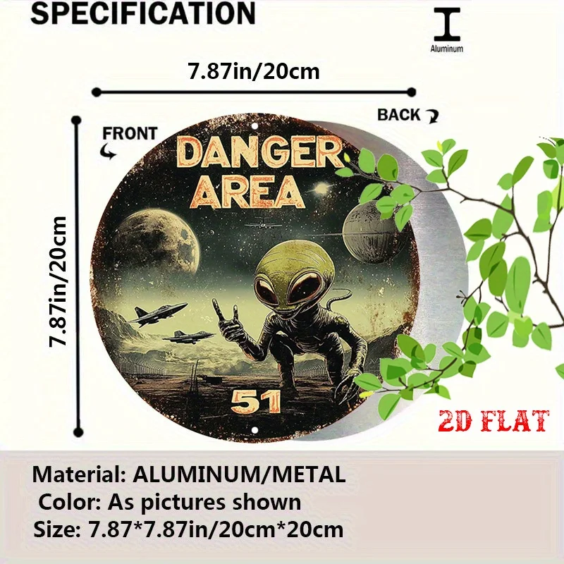 [2D Flat] Vintage Space-Themed Round Aluminum Sign - 