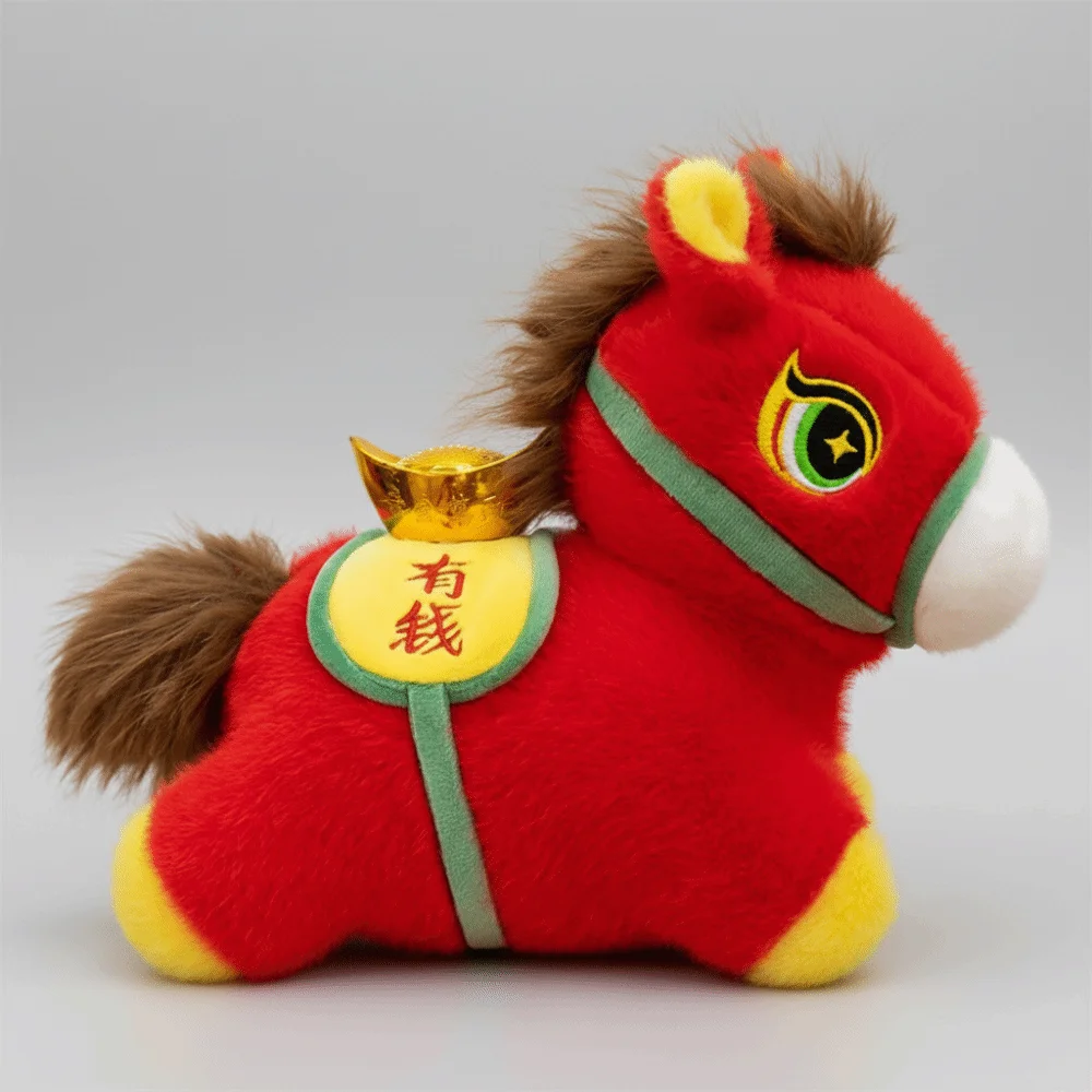 Adorable Mascot Horse Cute Good Luck Stuffed Horse Creative Fluffy Zodiac Pony Figurine Chinese New Year