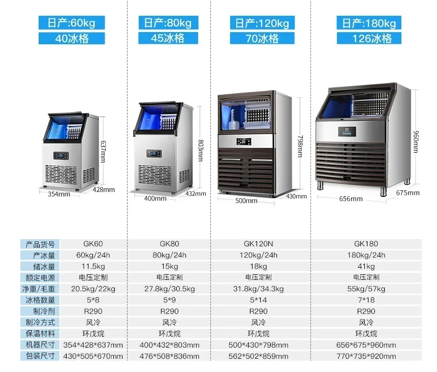 Commercial Ice Maker Machine 120kg/24H Ice Making Machine Ice Cube Making Machine