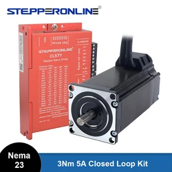 STEPPERONLINE Nema 23 Stepper Motor with Encoder 3Nm Nema23 Closed Loop Stepper Motor 5A Easy Servo Driver CL57Y V2.0 Kit