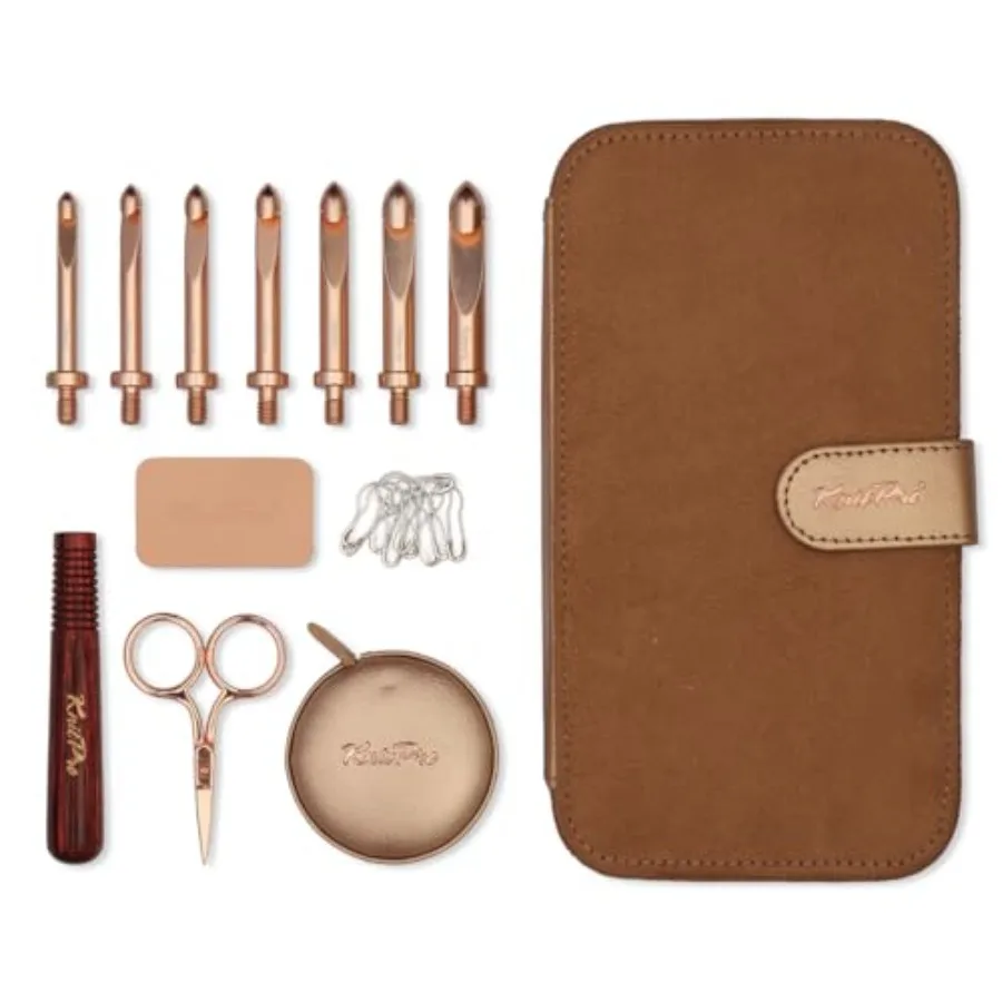 

Oasis Chunky Crochet Set - 1 Wooden Handle 7 Hooks in Sizes 5.5mm to 10mm 1 Rose Gold Scissors 1 Tape Measure 10 Metal Locking